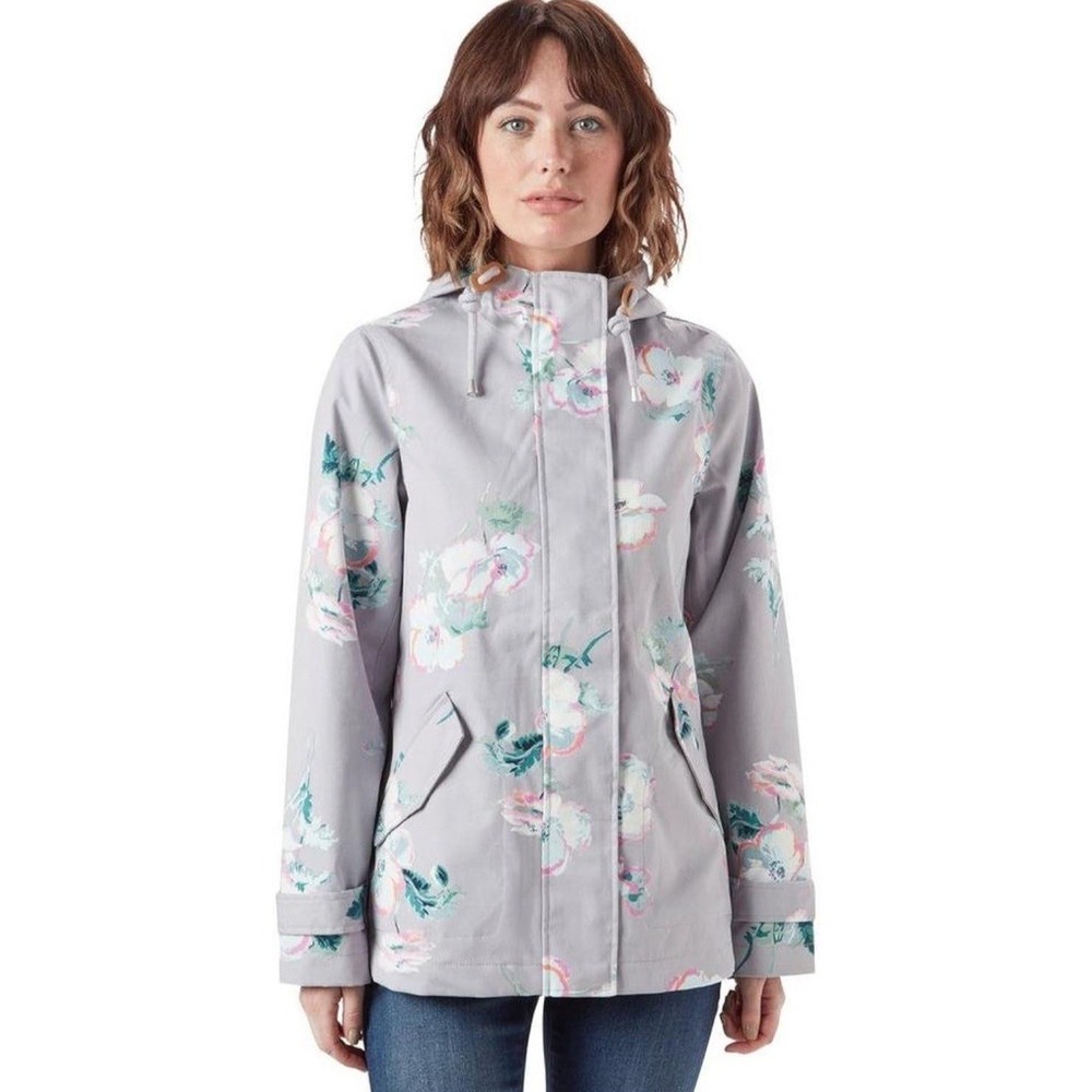 Joules  Right As Rain Coat Jacket Cool‎ Grey Poppy Size 2